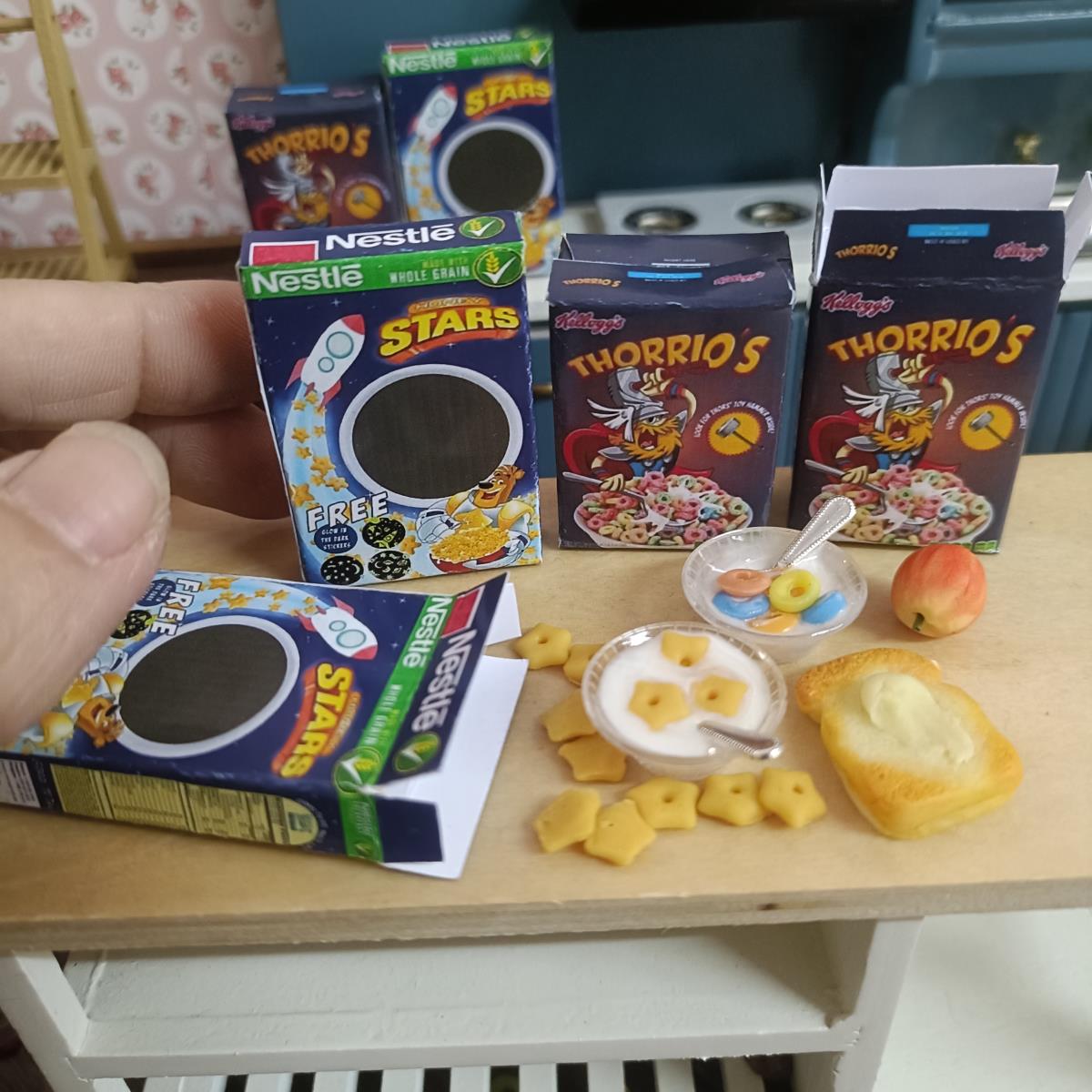 Play Kitchen Set - Handmade 1/6 Miniature breakfas Cereals Mini