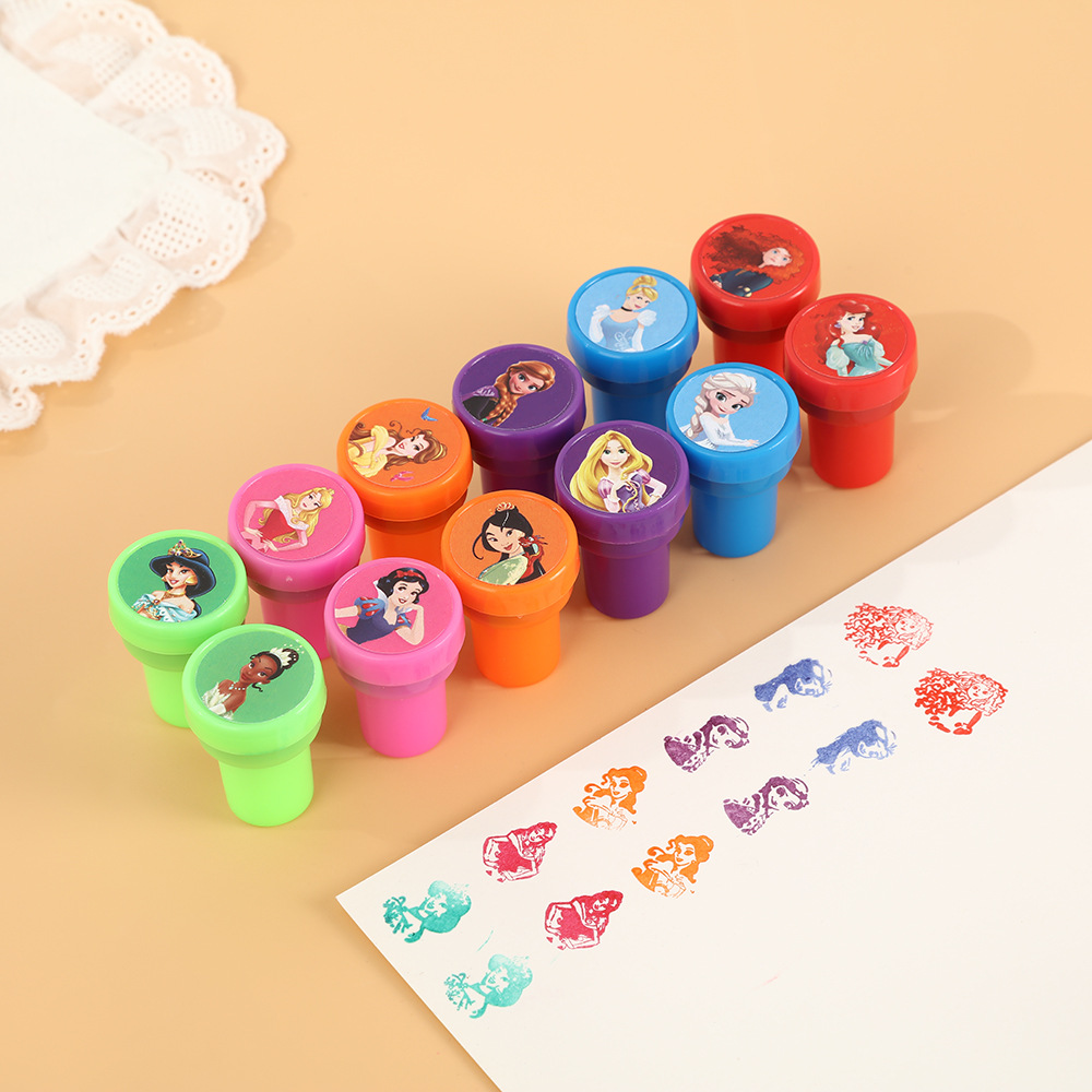 Kids Toys In Wholesale - 12PCS Princess Kids Stamps Cartoon Stamps