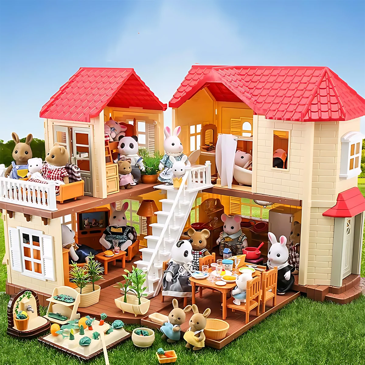 Play Kitchen Set - Miniature Furniture 1:12 Dollhouse Kitchen Livingroom