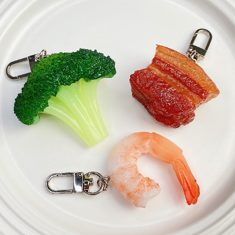 Kids Toys In Wholesale - Simulation Food Keychain Braised Pork Broccoli