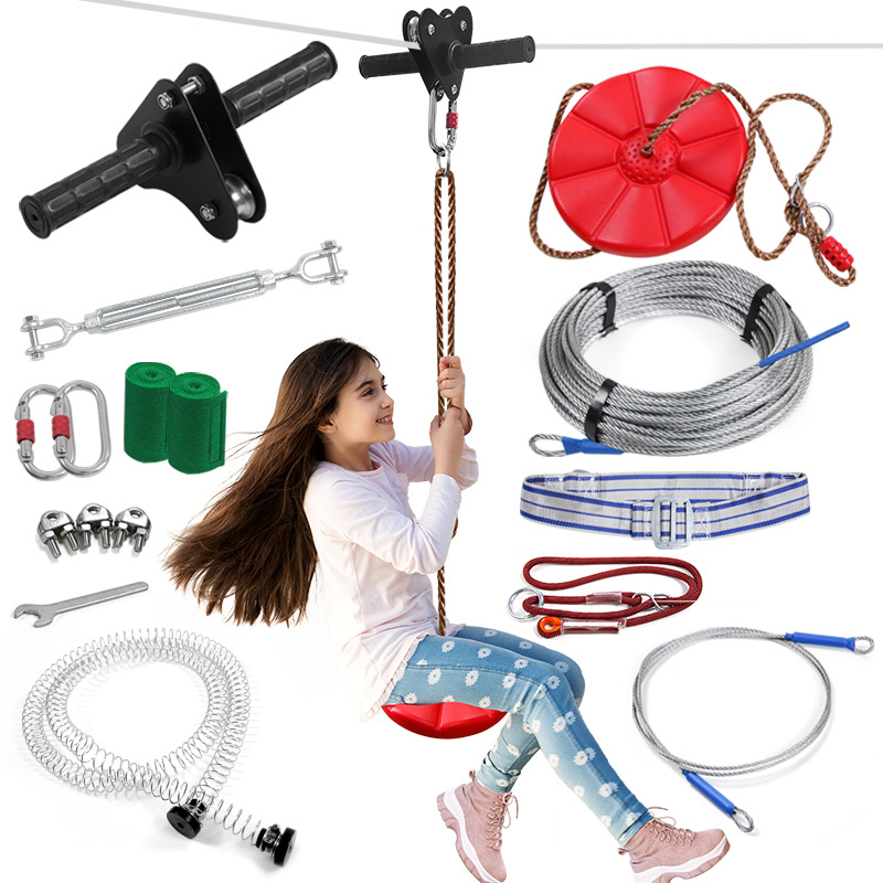 Kids Zipline Kit with Disc Swi - огляд і ціна Kids Zip Toys