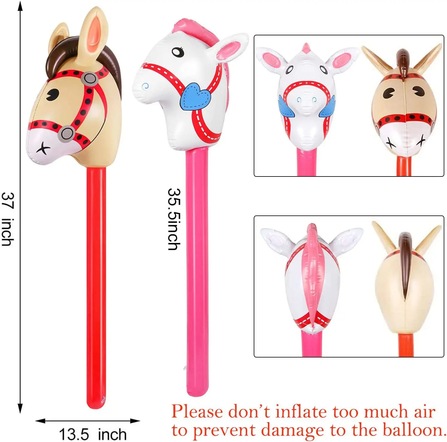 2Pcs Horse Head Stick Balloon  - огляд і ціна Kids Toys Horse