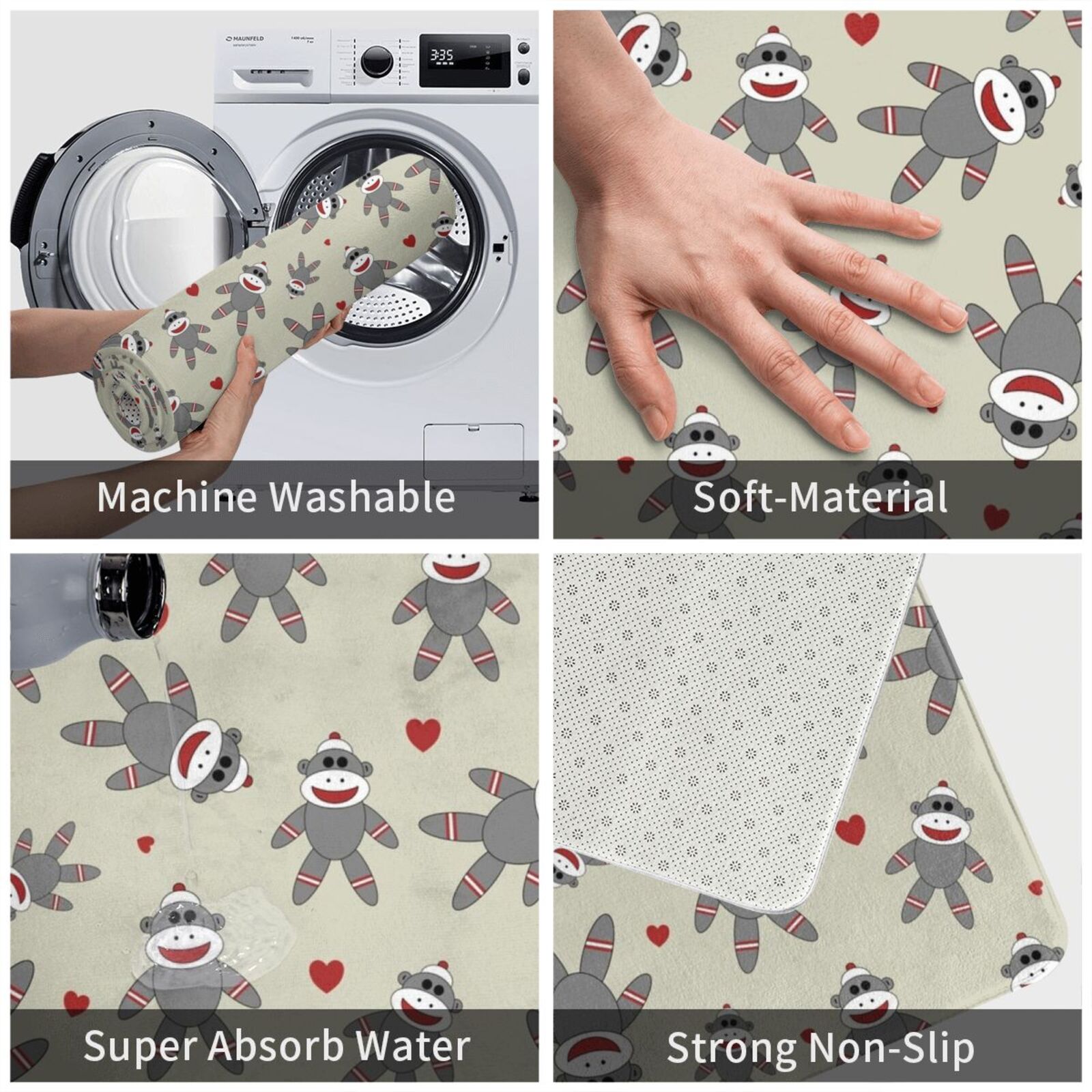 Cute Sock Monkey Carpet Mat Ru - огляд і ціна Kids Quirky Toys